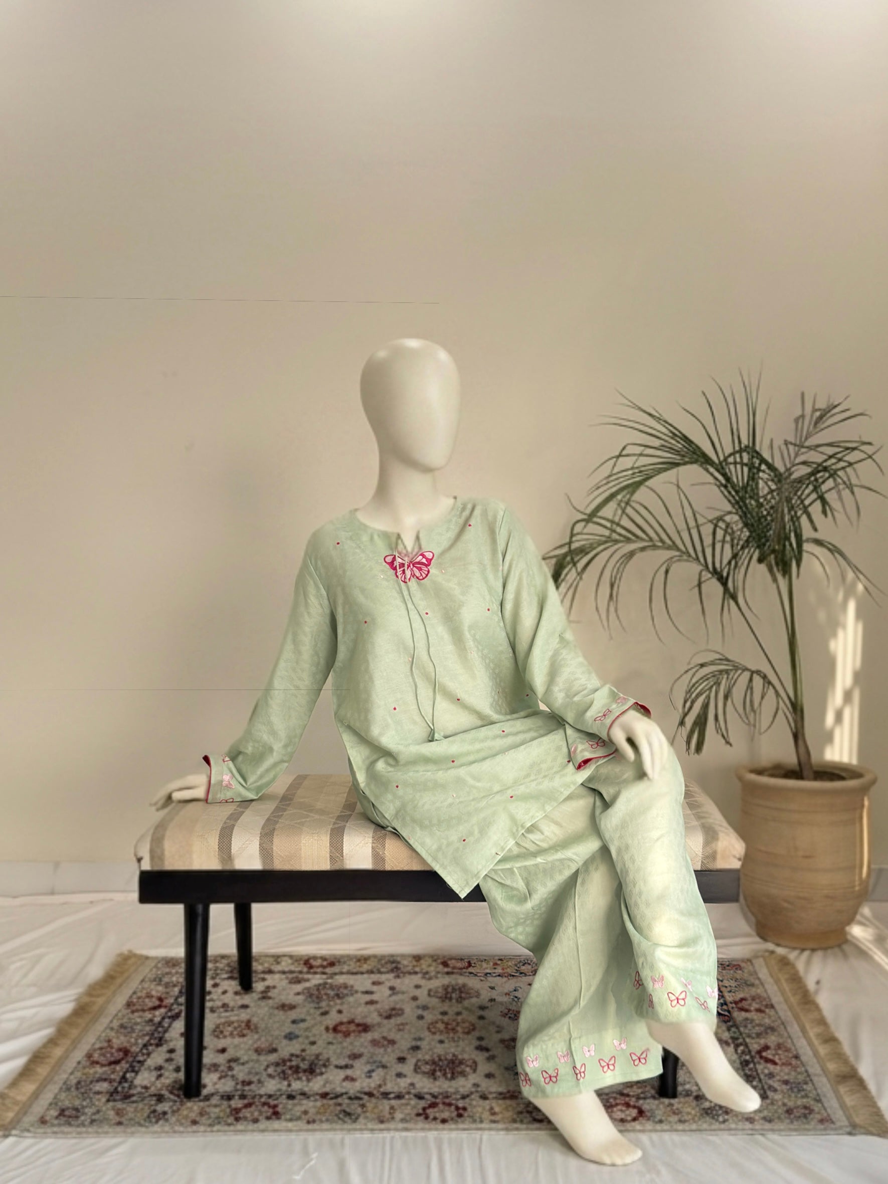 Titli - Matcha Green | Embroidered 2 Pc