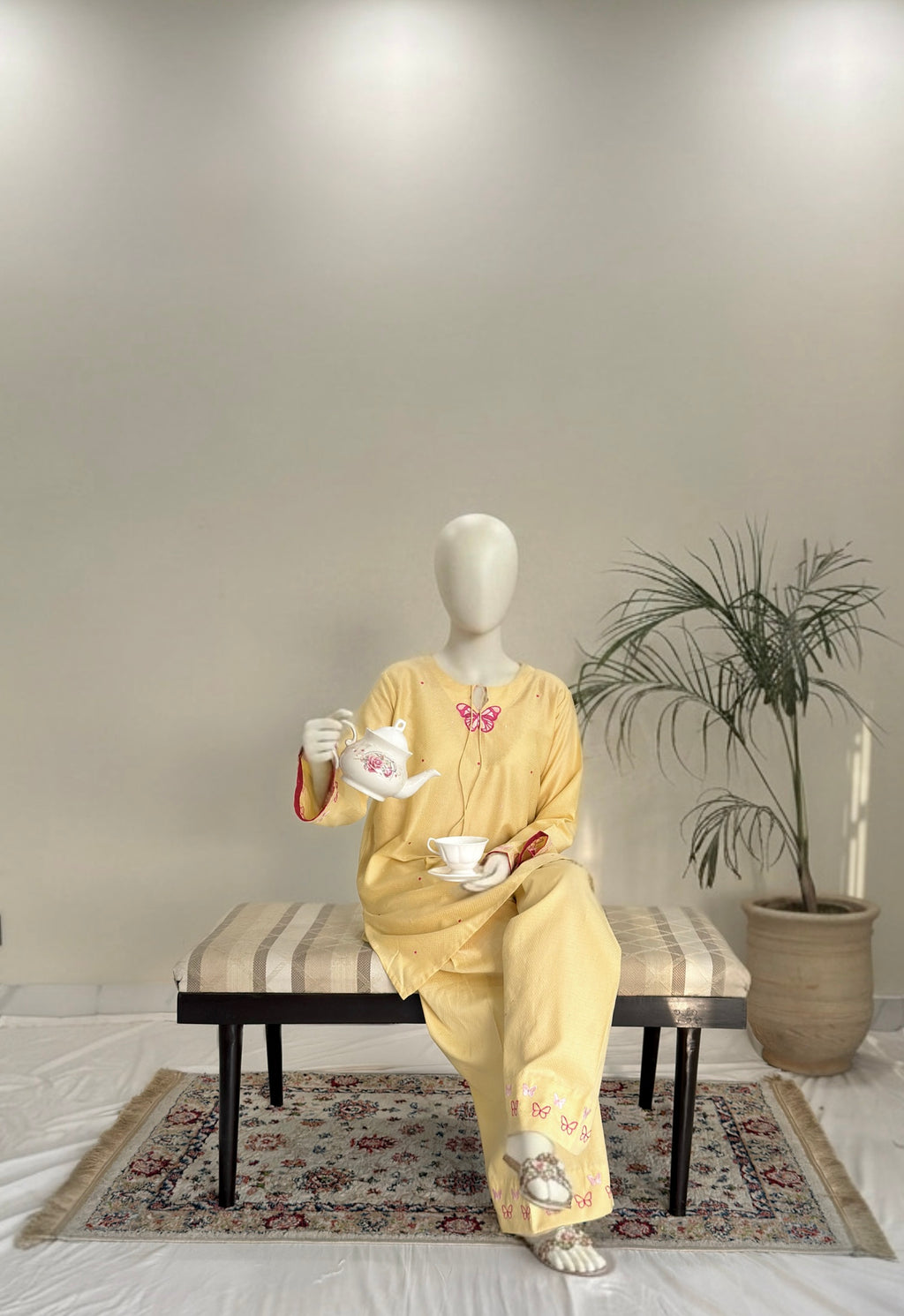 Titli - Butter yellow | Embroidered 2 Pc
