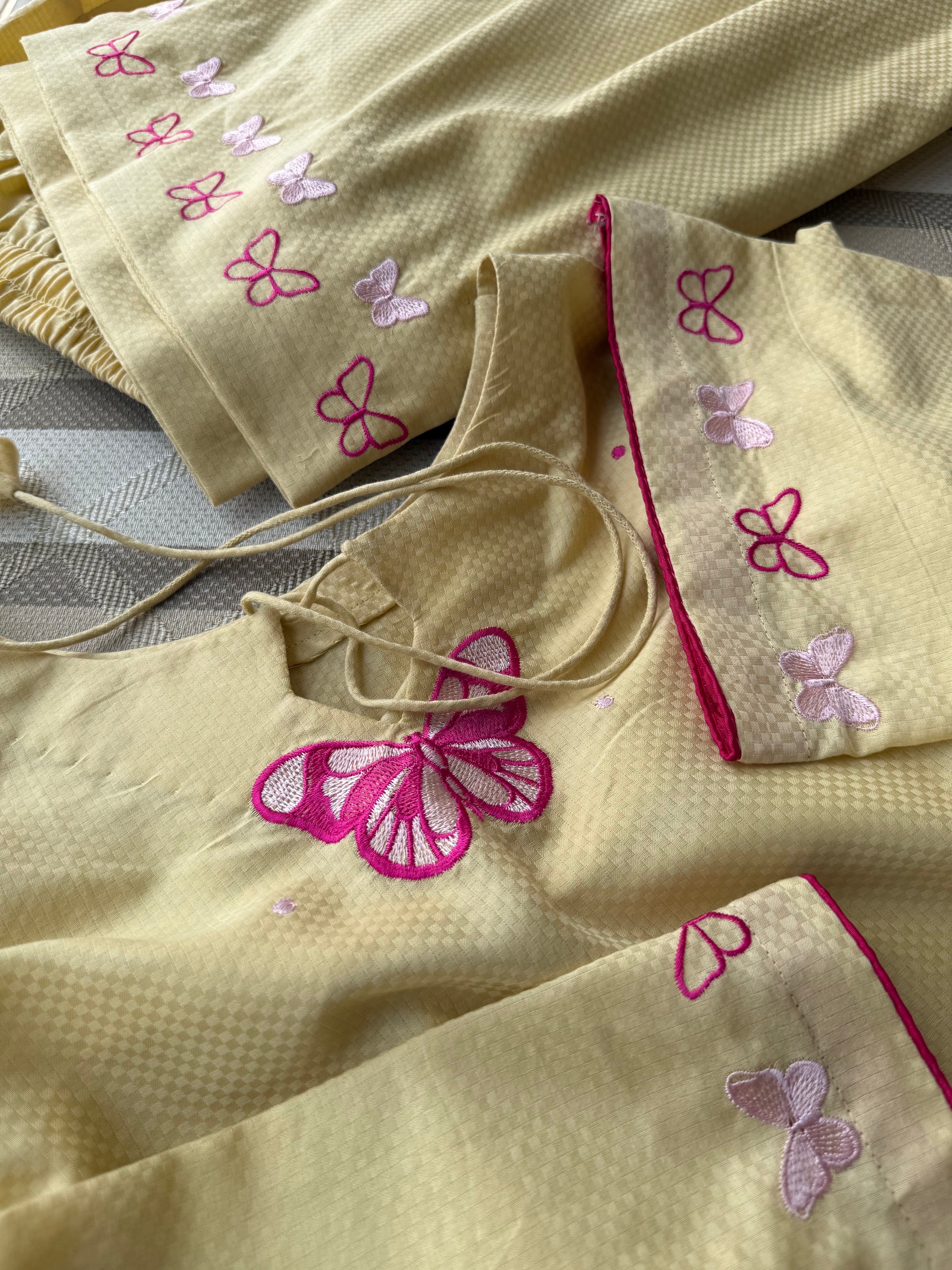 Titli - Butter yellow | Embroidered 2 Pc