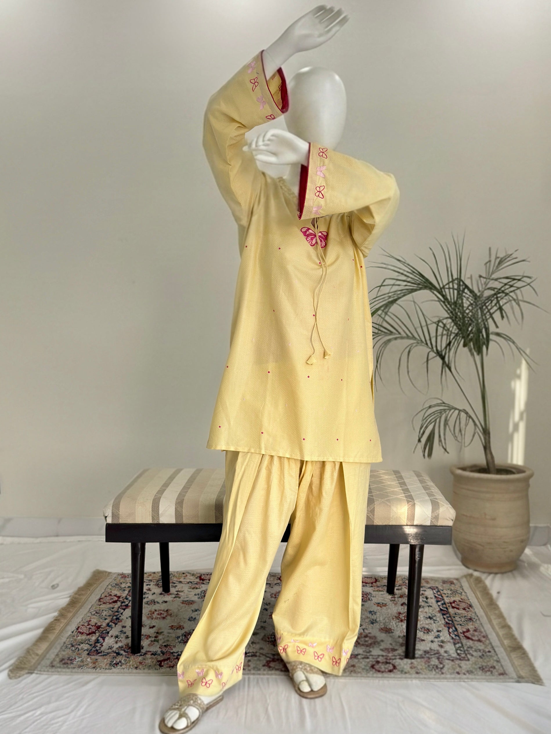 Titli - Butter yellow | Embroidered 2 Pc