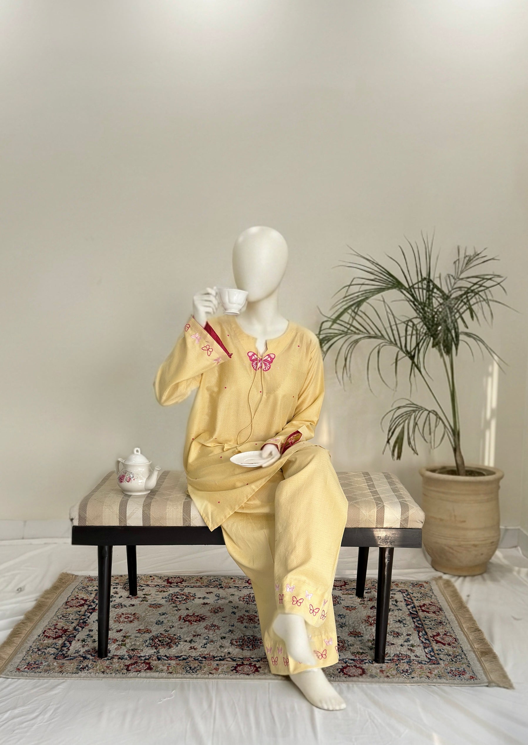 Titli - Butter yellow | Embroidered 2 Pc
