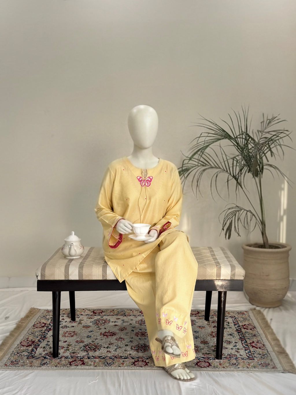Titli - Butter yellow | Embroidered 2 Pc