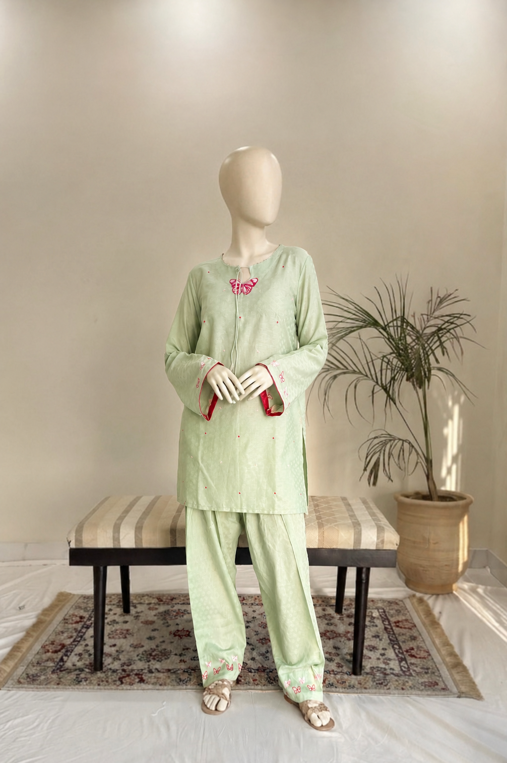 Titli - Matcha Green | Embroidered 2 Pc