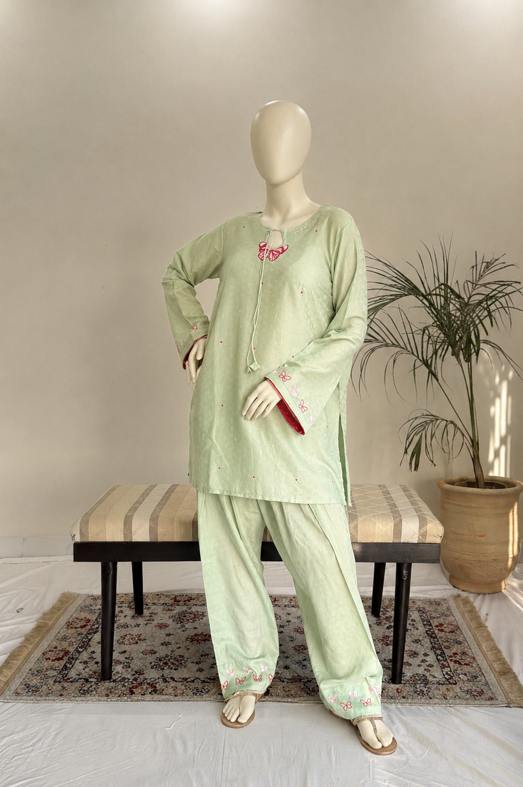 Titli - Matcha Green | Embroidered 2 Pc