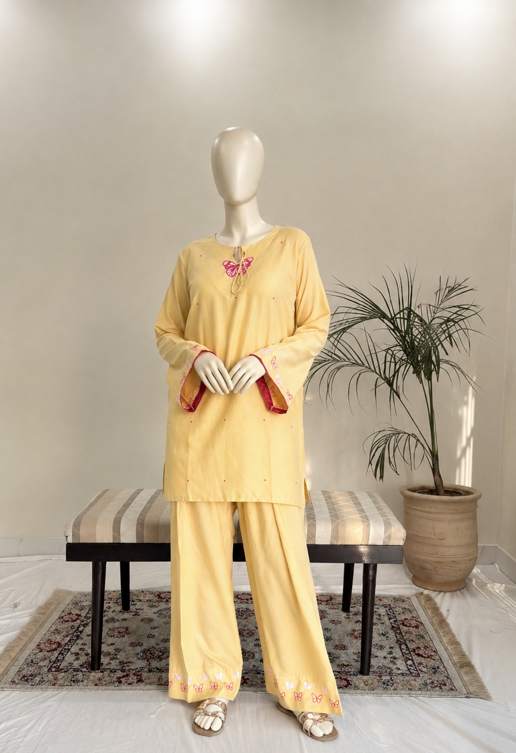 Titli - Butter yellow | Embroidered 2 Pc