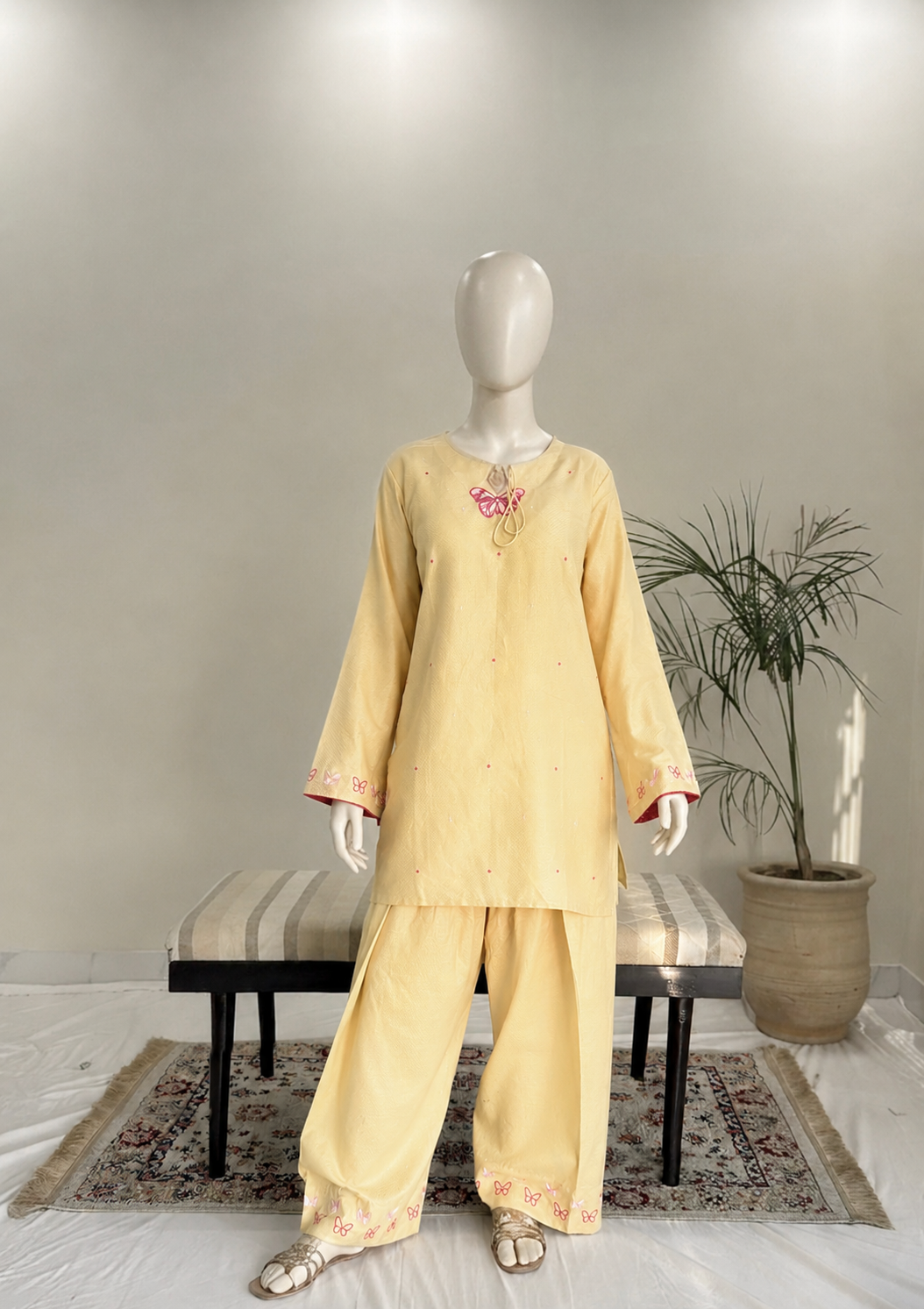 Titli - Butter yellow | Embroidered 2 Pc